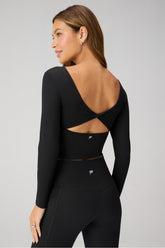 oasis twist built-in bra long-sleeve top