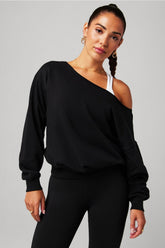 year round terry off shoulder sweatshirt