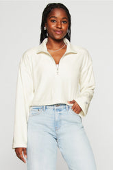 plush rib half zip sweatshirt