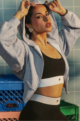 year round terry cropped full-zip hoodie