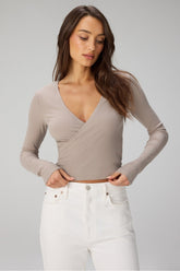 modal rib v-neck crop l/s top
