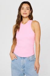 high neck rib built-in bra tank