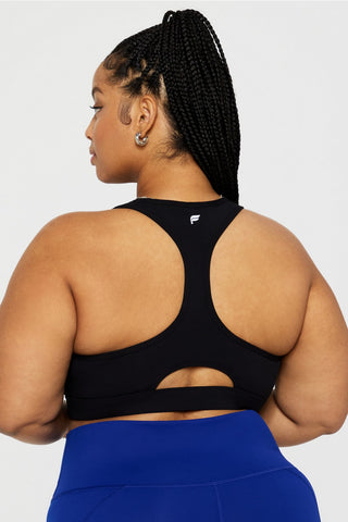 essential front zip medium impact sports bra