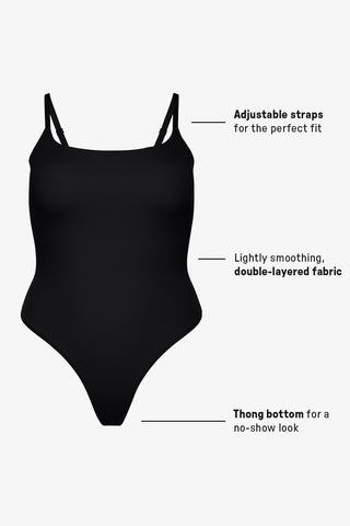 snug cotton strappy thong bodysuit