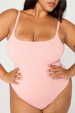 snug cotton strappy thong bodysuit