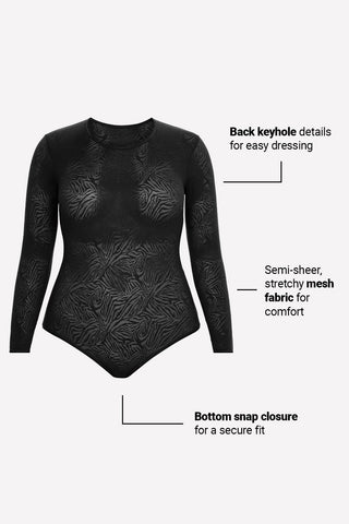 hot mesh long sleeve bodysuit
