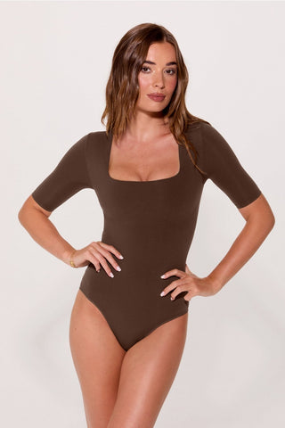 nearly naked shapewear 3/4 sleeve bodysuit
