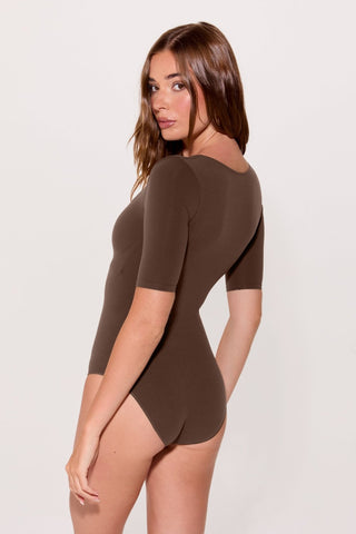 nearly naked shapewear 3/4 sleeve bodysuit