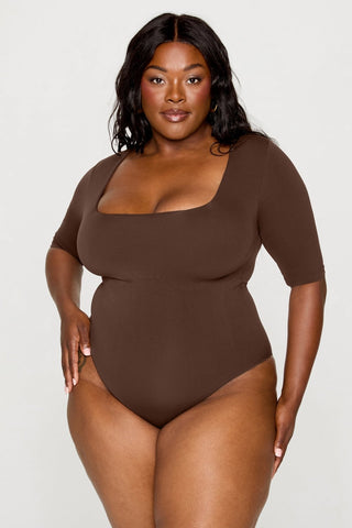 nearly naked shapewear 3/4 sleeve bodysuit