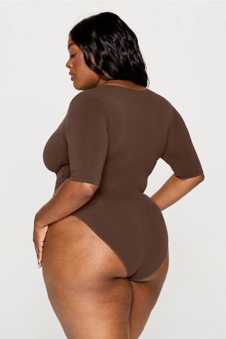 nearly naked shapewear 3/4 sleeve bodysuit