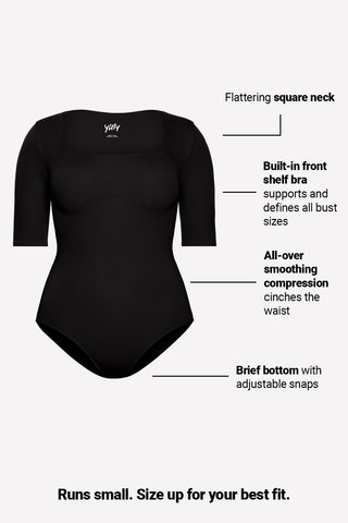 nearly naked shapewear 3/4 sleeve bodysuit