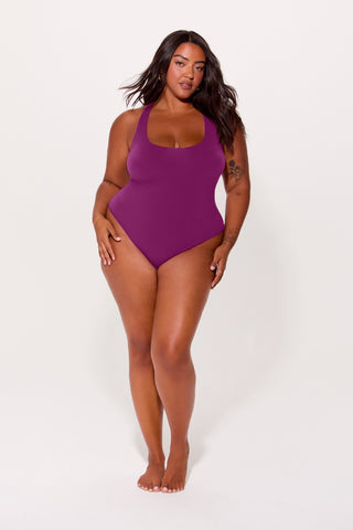 stretchy fit racerback thong bodysuit