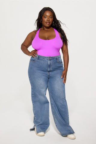 stretchy fit racerback thong bodysuit