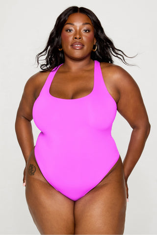 stretchy fit racerback thong bodysuit