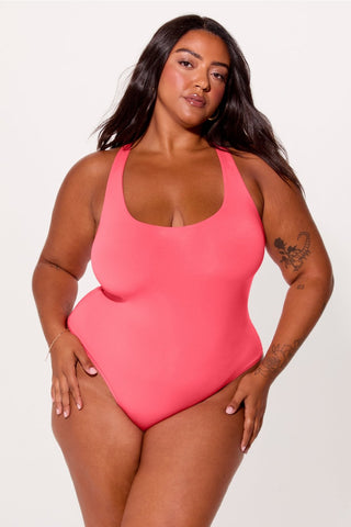 stretchy fit racerback thong bodysuit