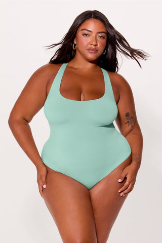 stretchy fit racerback thong bodysuit