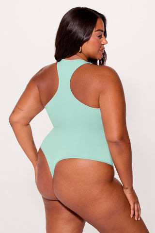 stretchy fit racerback thong bodysuit