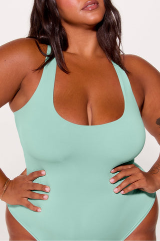 stretchy fit racerback thong bodysuit