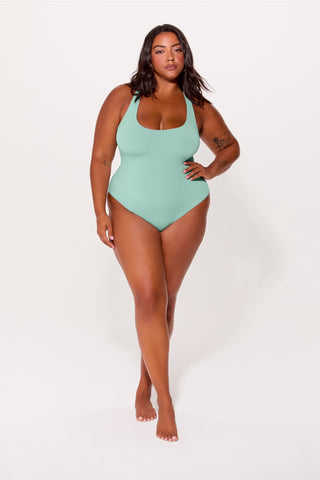 stretchy fit racerback thong bodysuit
