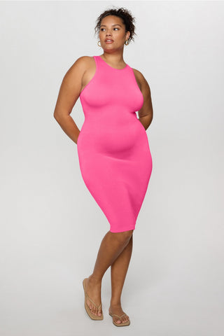 smooth as hell shaping high neck midi dress