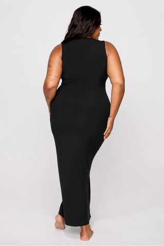 soft rib sleeveless maxi dress