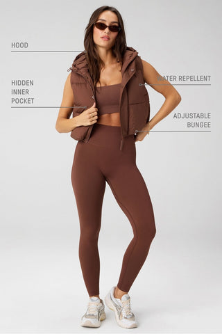 essential cropped hooded puffer vest