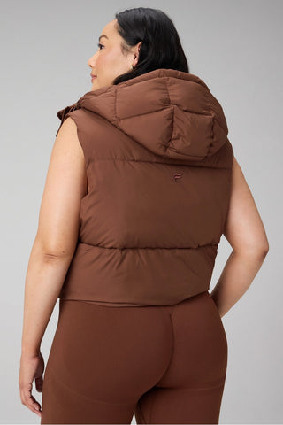 essential cropped hooded puffer vest
