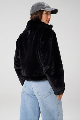 faux fur cropped full-zip jacket
