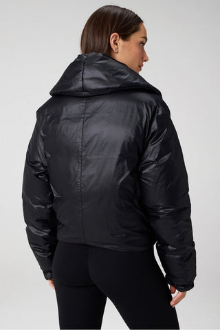 shawl collar puffer shine jacket