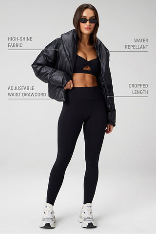 shawl collar puffer shine jacket