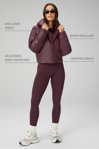 shawl collar puffer shine jacket