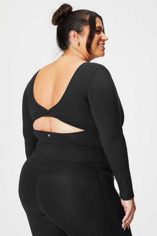 oasis twist built-in bra long-sleeve top