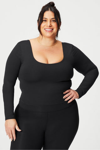 oasis twist built-in bra long-sleeve top
