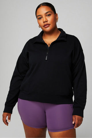cozy fleece half zip sweatshirt