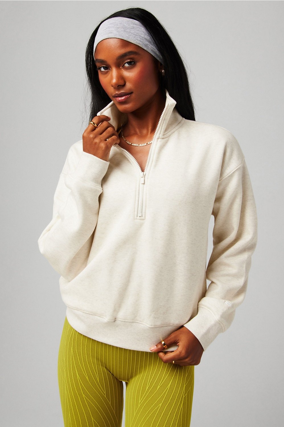 cozy fleece half zip sweatshirt