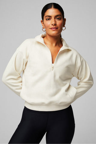 cozy fleece half zip sweatshirt