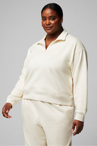 cozy fleece half zip sweatshirt