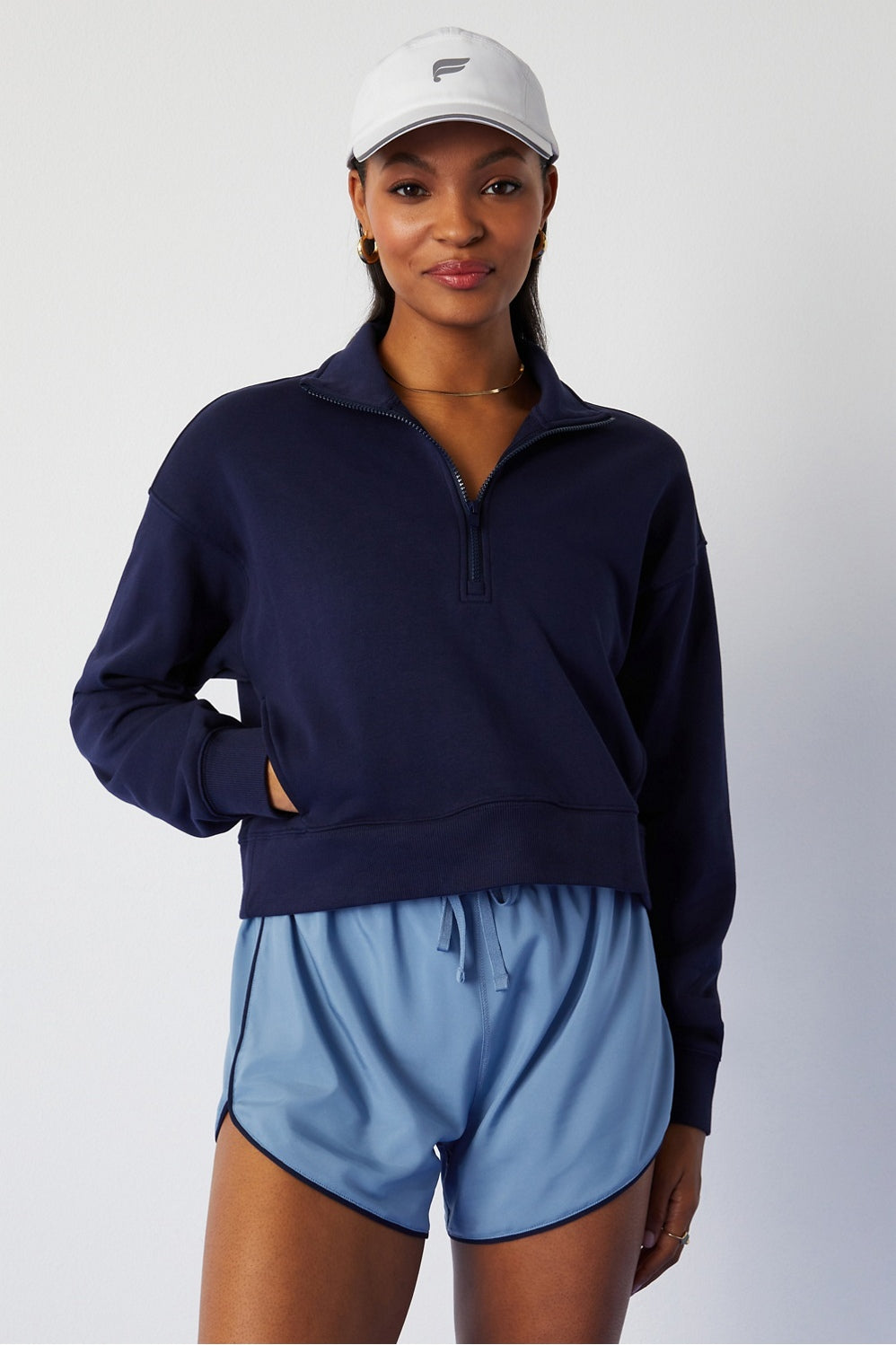 year round terry half zip sweatshirt