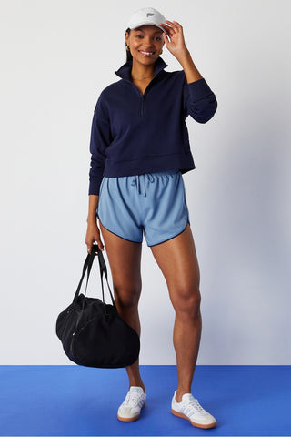year round terry half zip sweatshirt