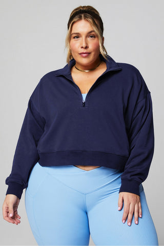 year round terry half zip sweatshirt