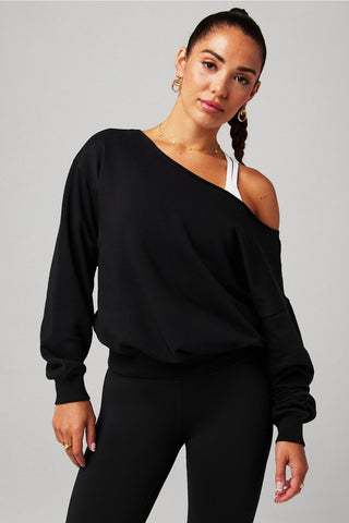 year round terry off shoulder sweatshirt