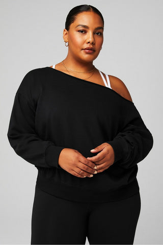 year round terry off shoulder sweatshirt