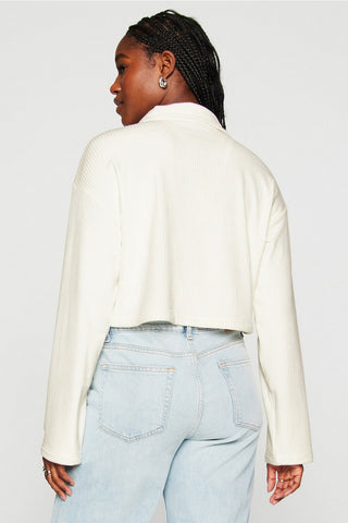 plush rib half zip sweatshirt