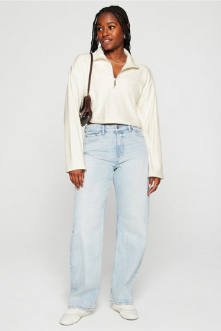 plush rib half zip sweatshirt