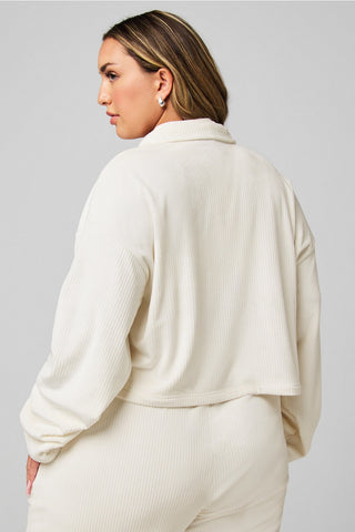 plush rib half zip sweatshirt