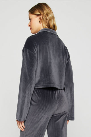 plush rib half zip sweatshirt