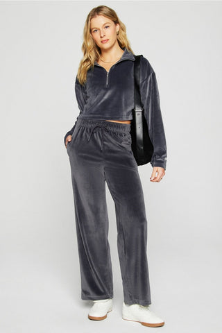 plush rib half zip sweatshirt