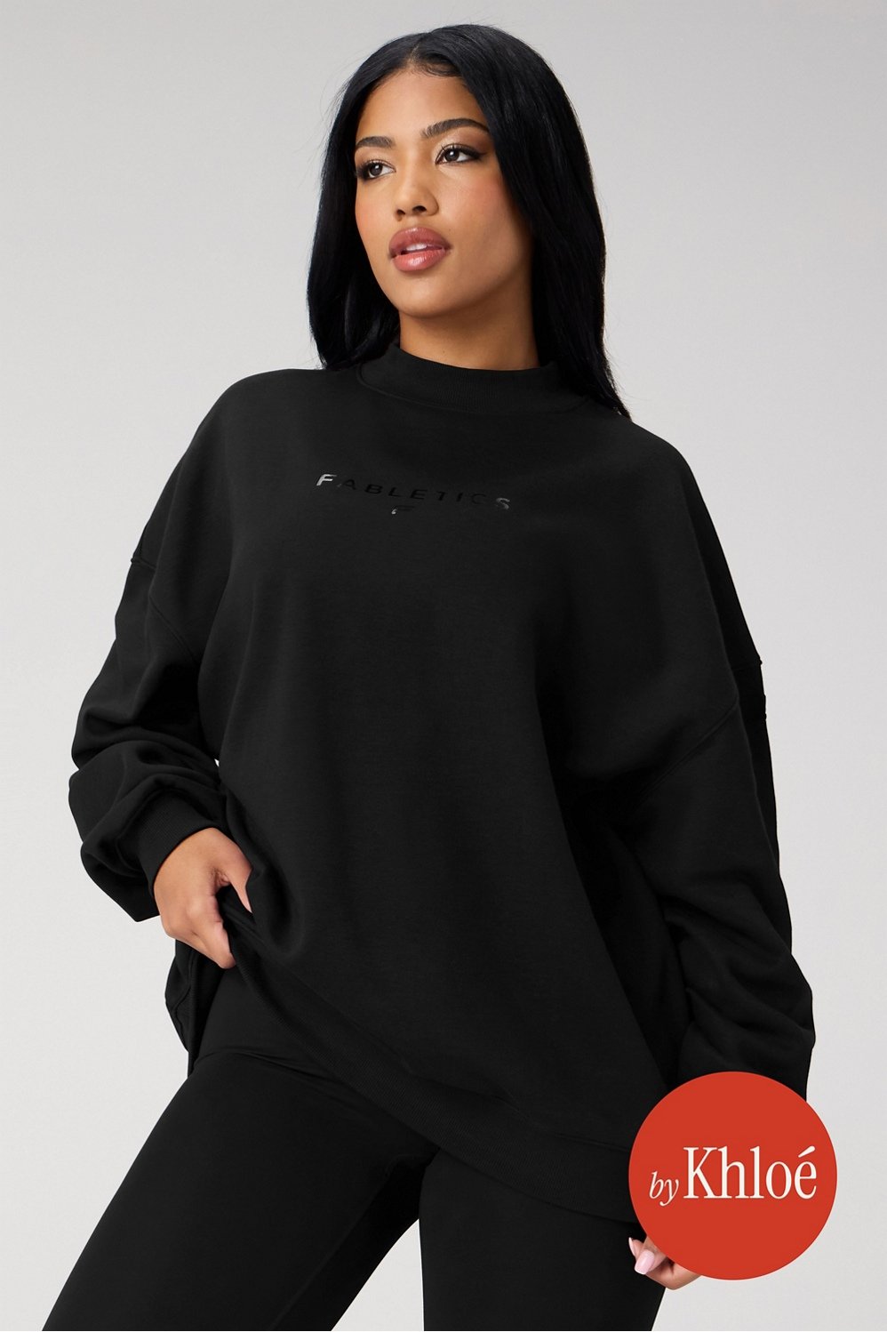 cozy fleece oversized mock neck sweatshirt