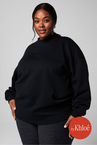 cozy fleece oversized mock neck sweatshirt