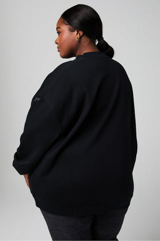 cozy fleece oversized mock neck sweatshirt